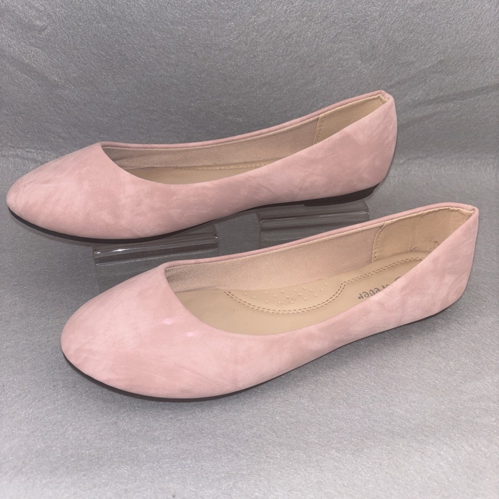 NEW Forever Guilty Heart Princess Dusty Pink Nubuck Ballet Flats Women's 8.5